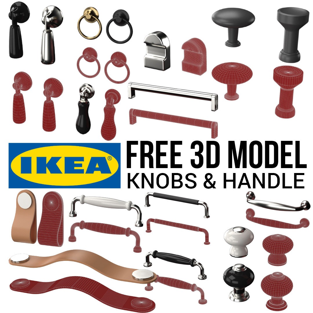 FREE IKEA knobs and handles 3D models